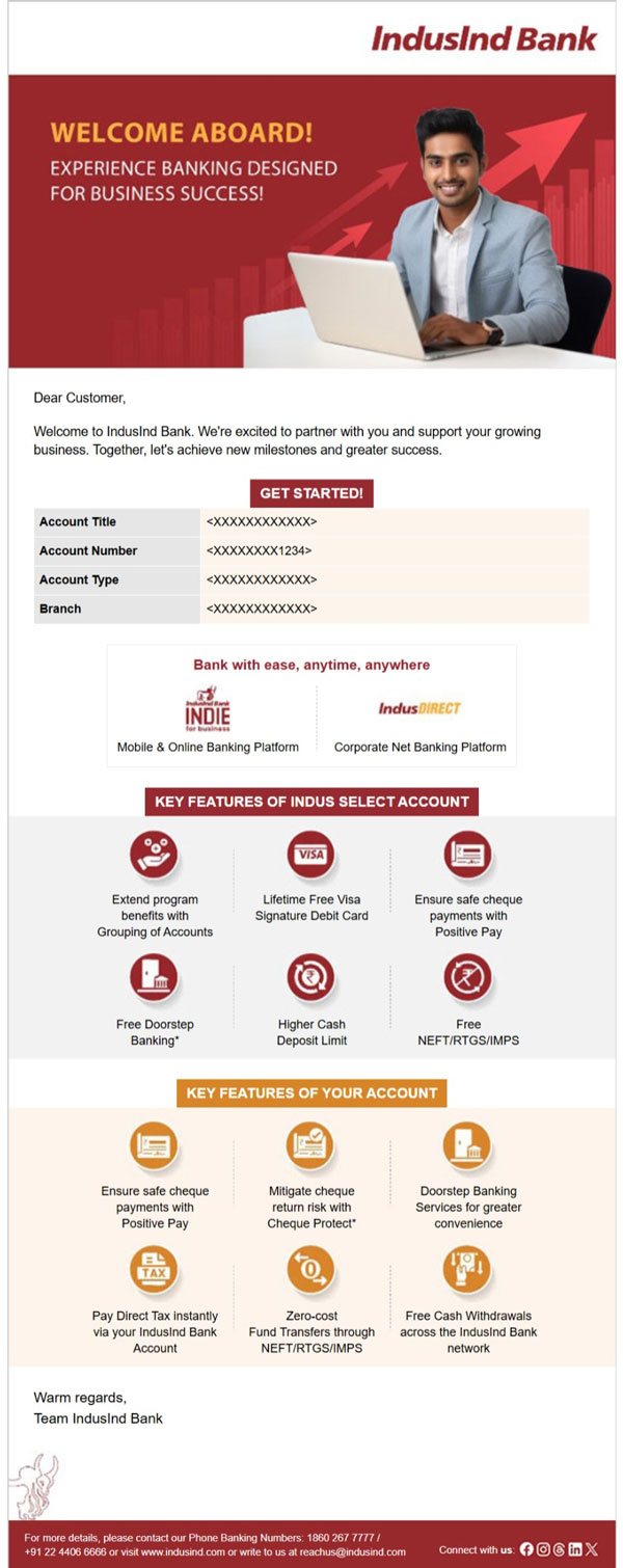 IndusInd Bank promotional email campaign
