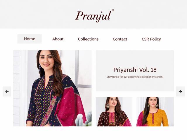 Pranjul Fashion website preview